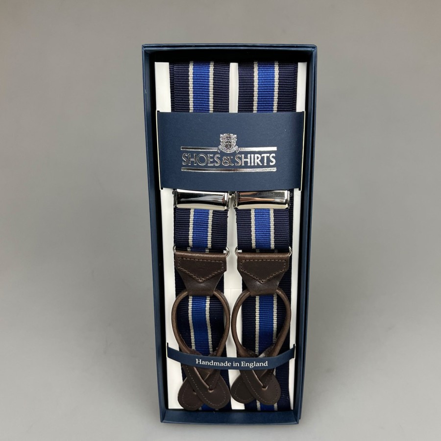 Accessories SHOES & SHIRTS | Albert Thurston Braces Stripe Navy/Royal