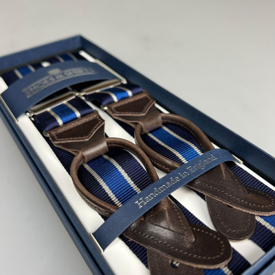 Accessories SHOES & SHIRTS | Albert Thurston Braces Stripe Navy/Royal