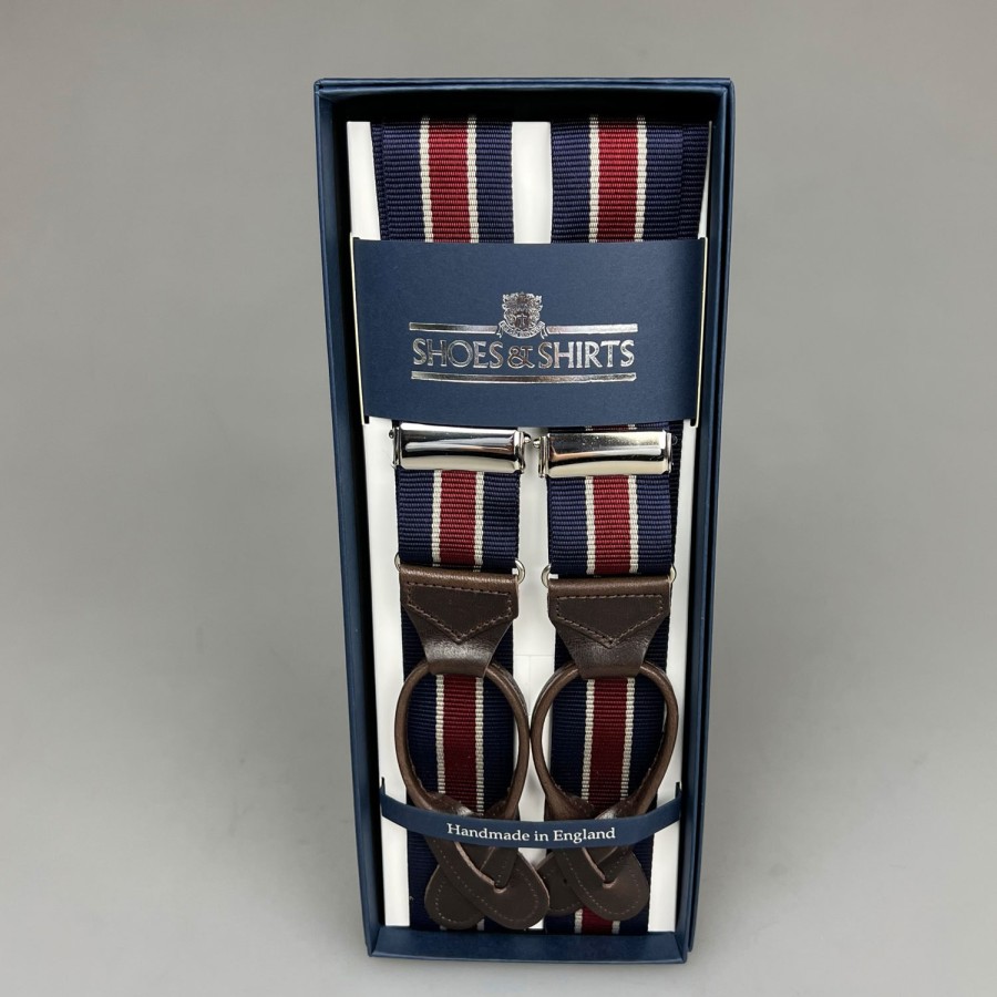 Accessories SHOES & SHIRTS | Albert Thurston Braces Stripe Navy/Red