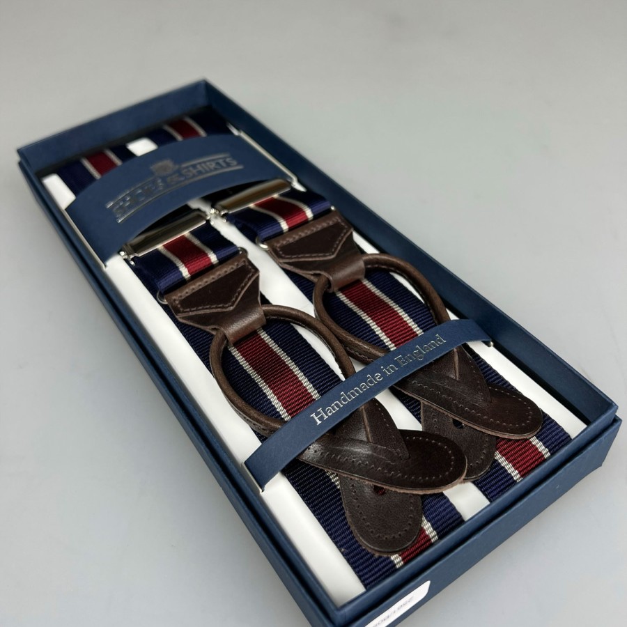 Accessories SHOES & SHIRTS | Albert Thurston Braces Stripe Navy/Red